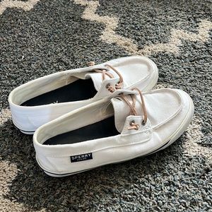 White Sperry slip on sneakers